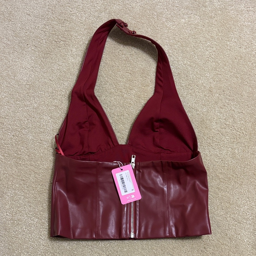 Edikted Maroon Halter Crop Top - Picture 3 of 3
